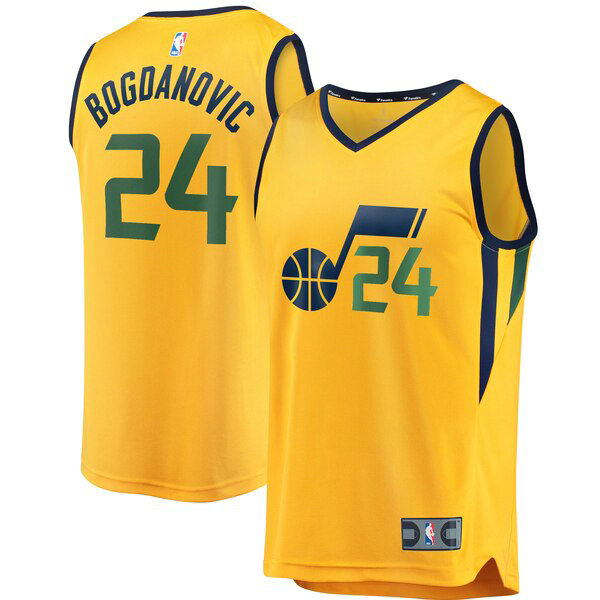 Camiseta baloncesto Bojan Bogdanovic 24 Statement Edition Amarillo Utah Jazz Hombre