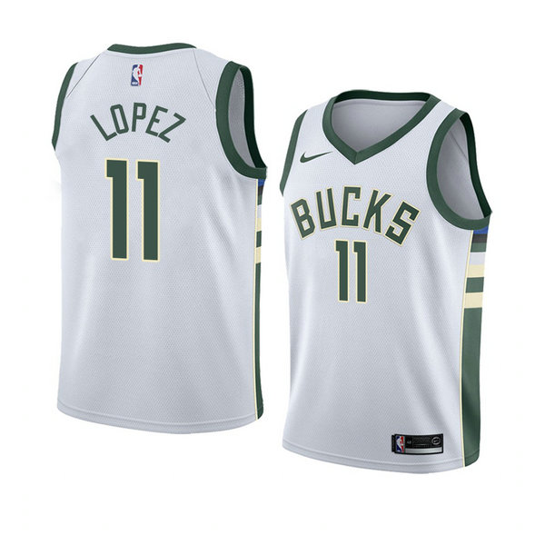 Camiseta baloncesto Brook Lopez 11 Association 2018 Blanco Milwaukee Bucks Hombre