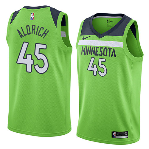 Camiseta baloncesto Cole Aldrich 45 Statement 2018 Verde Minnesota Timberwolves Hombre