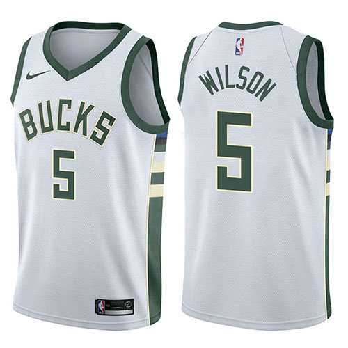 Camiseta baloncesto D.J. Wilson 5 Swingman Association 2017-18 Blanco Milwaukee Bucks Hombre