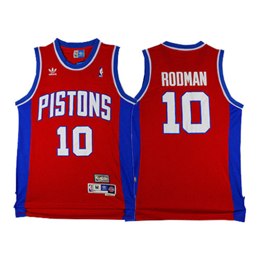 Camiseta baloncesto Dennis Rodman 10 Retro Rojo Detroit Pistons Hombre