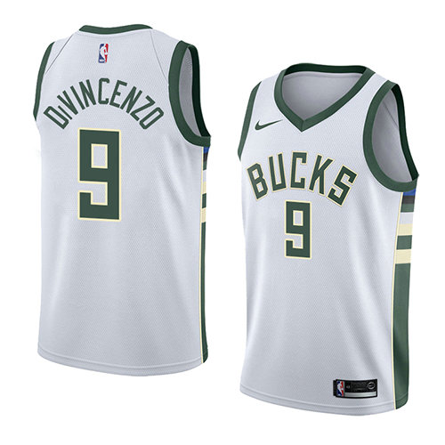 Camiseta baloncesto Donte Divincenzo 9 Association 2018 Blanco Milwaukee Bucks Hombre