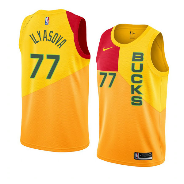 Camiseta baloncesto Ersan Ilyasova 77 Ciudad 2018-19 Amarillo Milwaukee Bucks Hombre