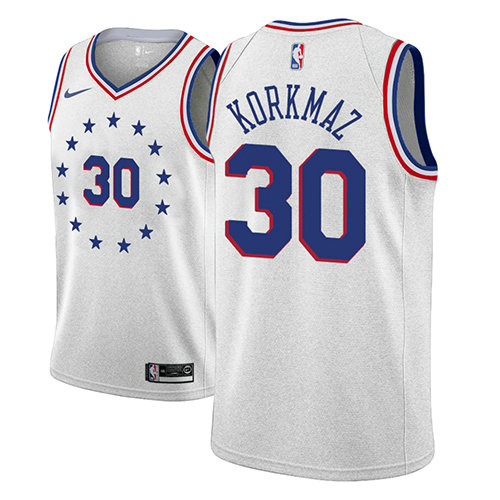 Camiseta baloncesto Furkan Korkmaz 30 Earned 2018-19 Gris Philadelphia 76ers Hombre