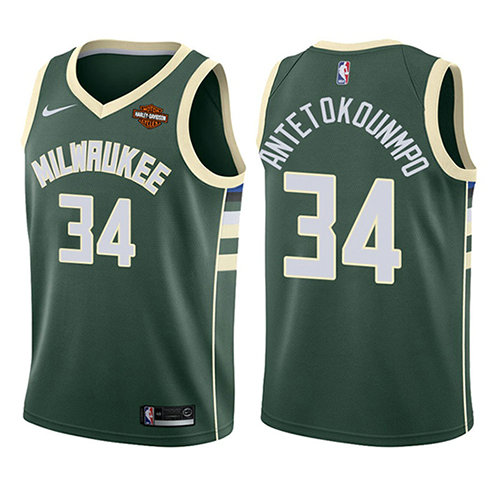 Camiseta baloncesto Giannis Antetokounmpo 34 Icon 2017-18 Verde Milwaukee Bucks Nino