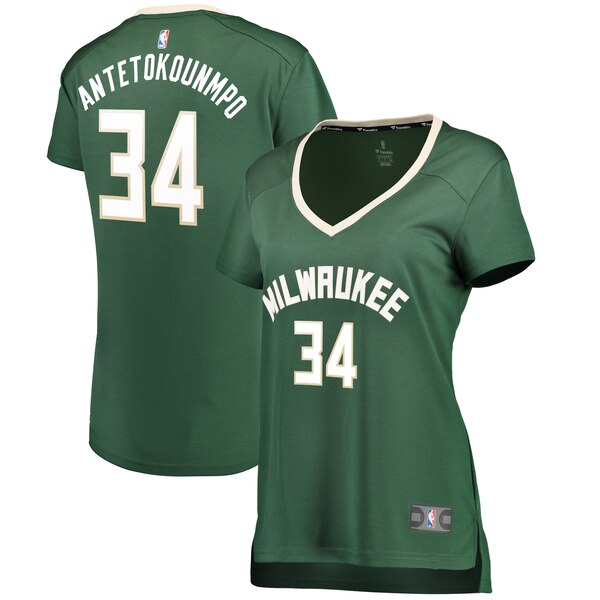 Camiseta baloncesto Giannis Antetokounmpo 34 icon edition Verde Milwaukee Bucks Mujer