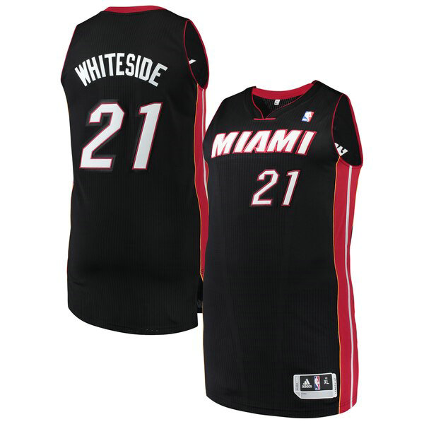 Camiseta baloncesto Hassan Whiteside 21 adidas Finished Authentic Negro Miami Heat Hombre