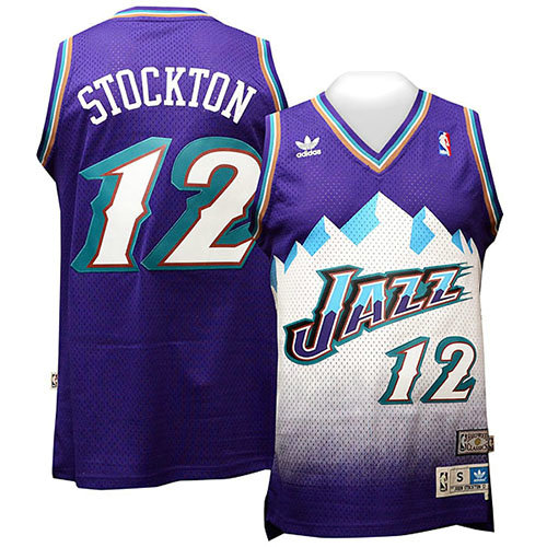 Camiseta baloncesto John Stockton 12 Retro P鐓pura Utah Jazz Hombre