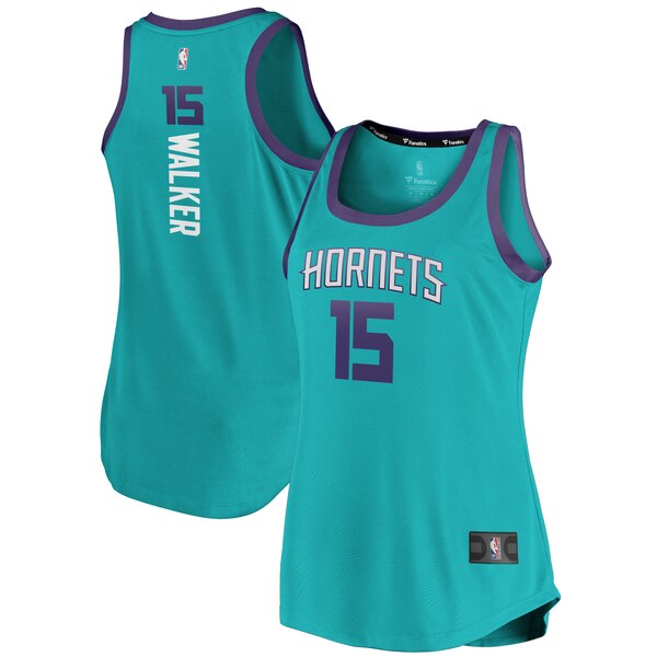 Camiseta baloncesto Kemba Walker 15 clasico Verde azulado Charlotte Hornets Mujer