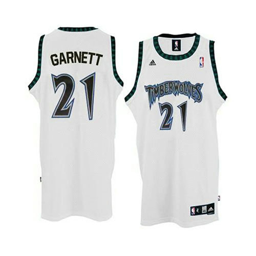 Camiseta baloncesto Kevin Garnett 21 Retro Blanco Minnesota Timberwolves Hombre