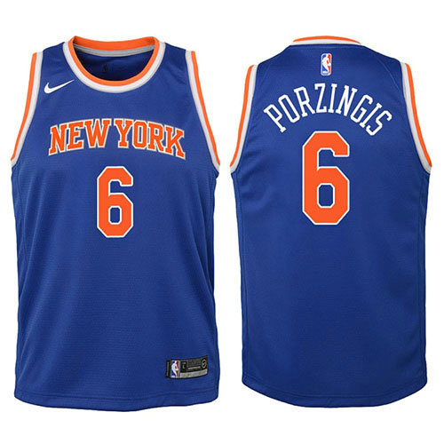 Camiseta baloncesto Kristaps Porzingis 6 2017-18 Azul New York Knicks Nino