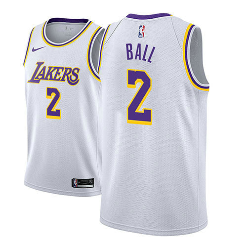 Camiseta baloncesto Lonzo Ball 2 Association 2018-19 Blanco Los Angeles Lakers Hombre