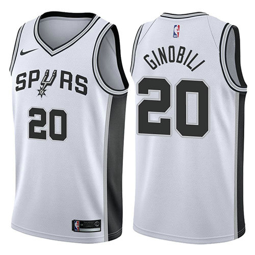 Camiseta baloncesto Manu Ginobili 20 2017-18 Blanco San Antonio Spurs Hombre