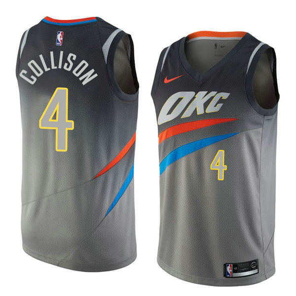 Camiseta baloncesto Nick Collison 4 Ciudad 2018 Gris Oklahoma City Thunder Hombre