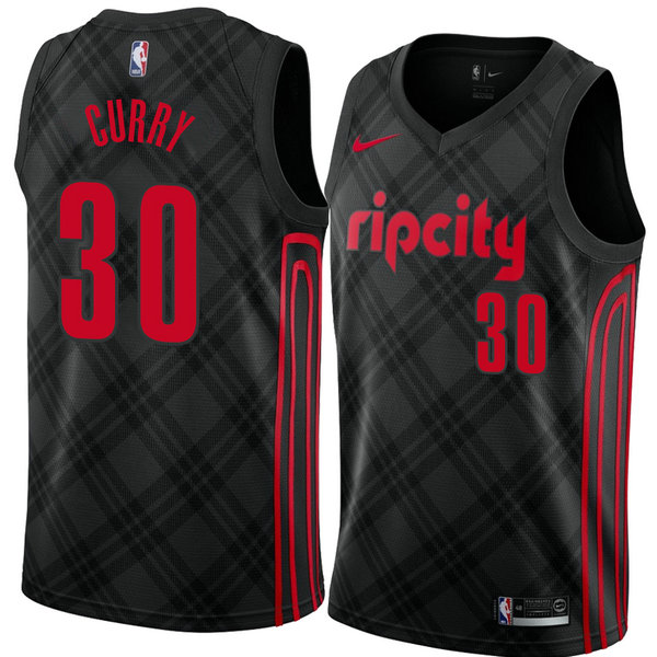 Camiseta baloncesto Seth Curry 30 Ciudad 2018 Negro Portland Trail Blazers Hombre