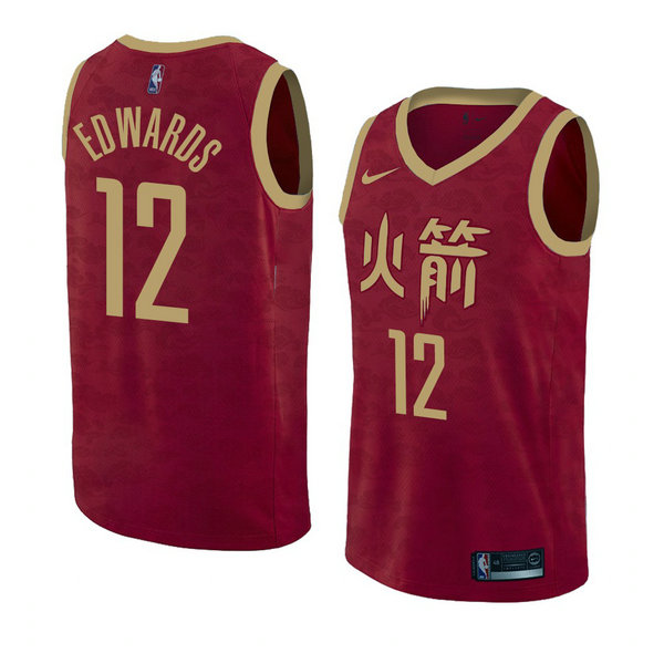 Camiseta baloncesto Vincent Edwards 12 Ciudad 2018-19 Rojo Houston Rockets Hombre