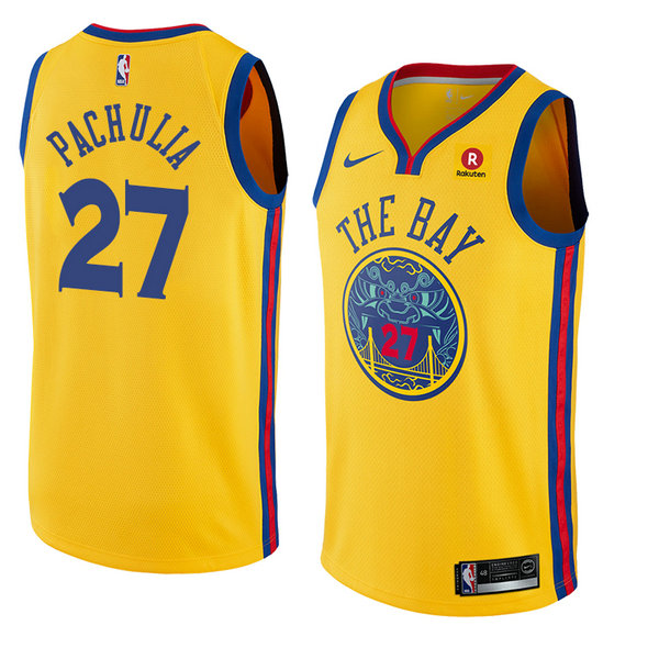 Camiseta baloncesto Zaza Pachulia 27 Ciudad 2018 Amarillo Golden State Warriors Hombre