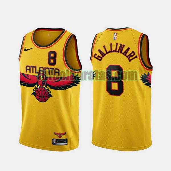 camiseta 2021-2022 danilo gallinari 8 atlanta hawks amarillo hombre