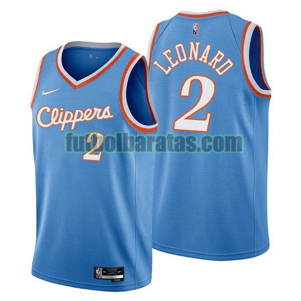 camiseta 2021-2022 kawhi leonard 2 los angeles clippers azul hombre