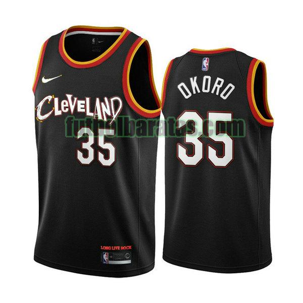 camiseta 2021 isaac okoro 35 cleveland cavaliers negro hombre