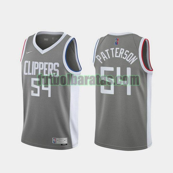 camiseta 2021 patrick patterson 54 los angeles clippers gris hombre