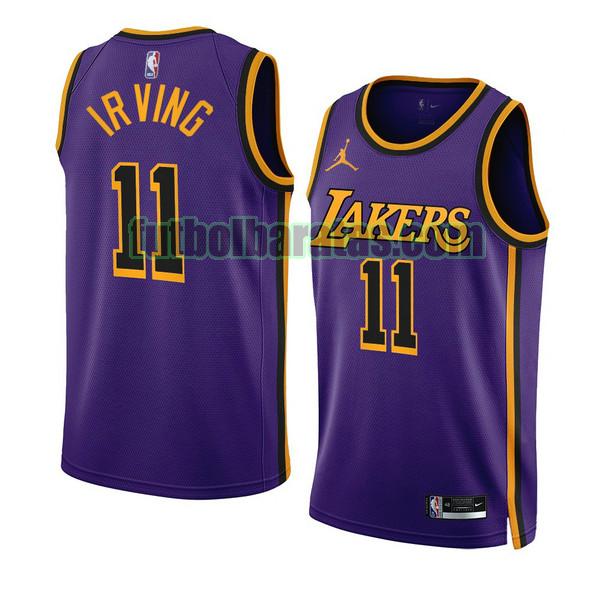 camiseta 2022-2023 kyrie irving 11 los angeles lakers púrpura hombre