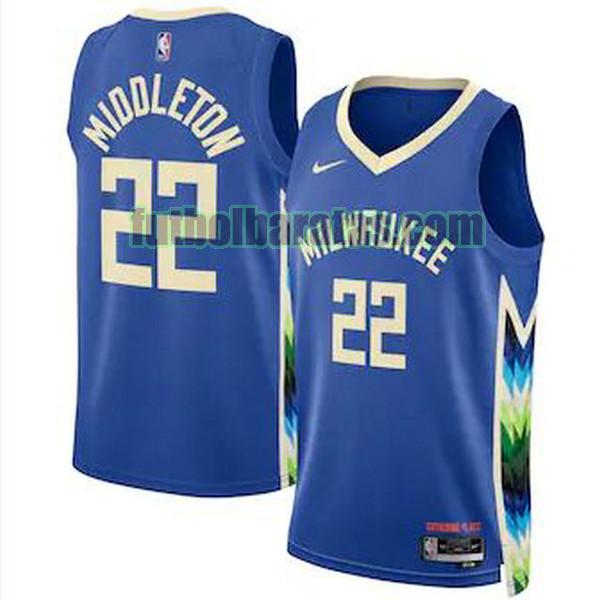 camiseta 2022 2023 middleton 22 milwaukee bucks azul hombre