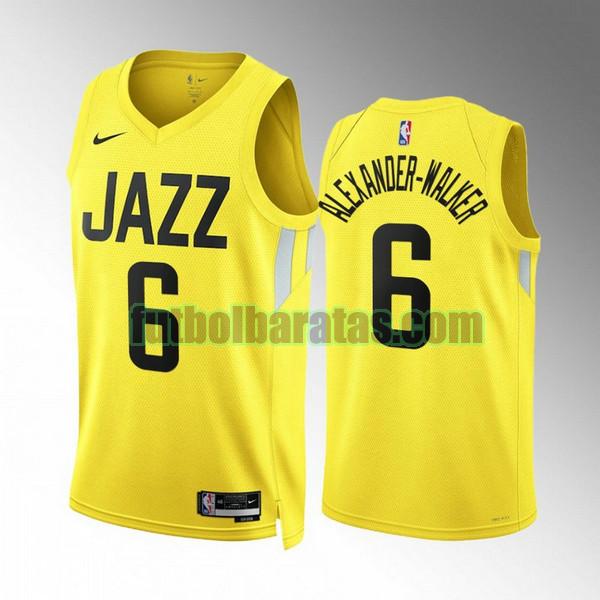 camiseta 2022 2023 nickeil alexander-walker 6 utah jazz amarillo hombre