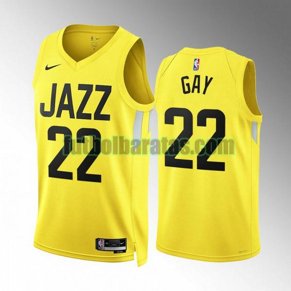 camiseta 2022 2023 rudy gay 22 utah jazz amarillo hombre