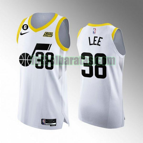 camiseta 2022 2023 saben lee 38 utah jazz blanco hombre