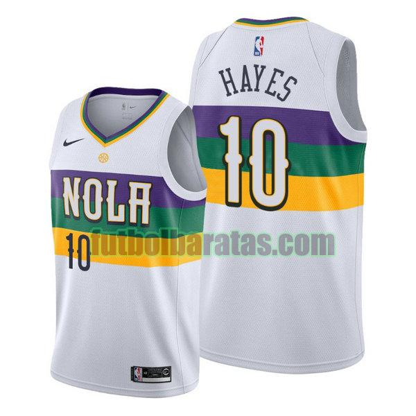 camiseta city edition 2020 jaxson hayes 10 new orleans pelicans blanco hombro