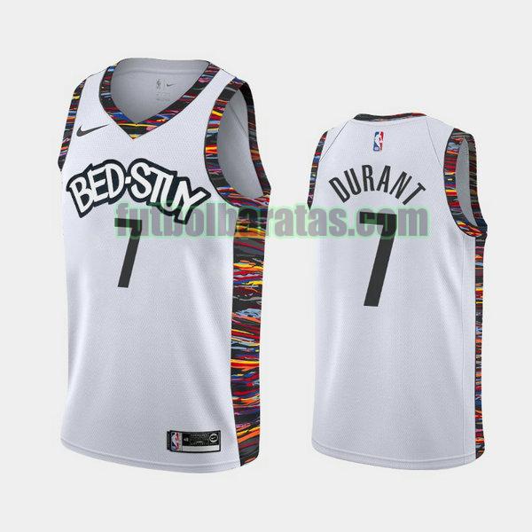 camiseta city edition 2020 kevin durant 7 brooklyn nets blanco hombro