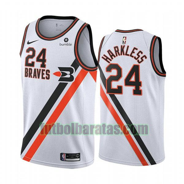 camiseta city edition 2020 maurice harkless 24 los angeles clippers blanco hombro