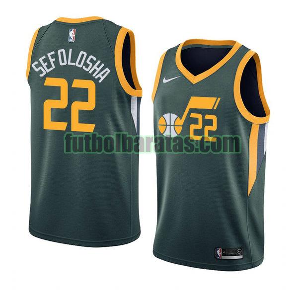 camiseta city edition 2020 thabo sefolosha 22 utah jazz verde hombro