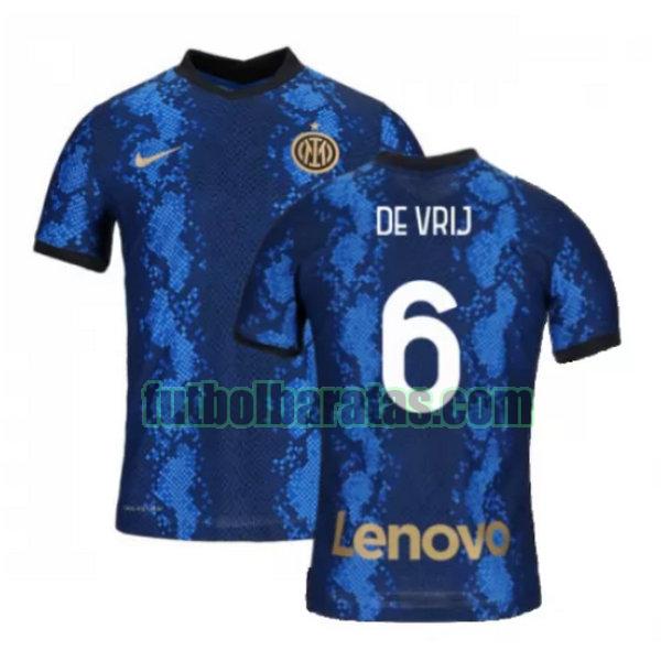 camiseta de vrij 6 inter milán 2021 2022 azul primera