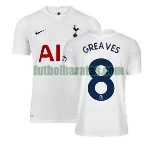 camiseta greaves 8 tottenham hotspur 2021 2022 blanco primera