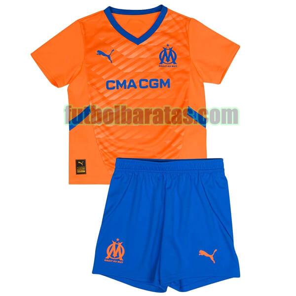 camiseta niño marsella 2024 2025 naranja segunda