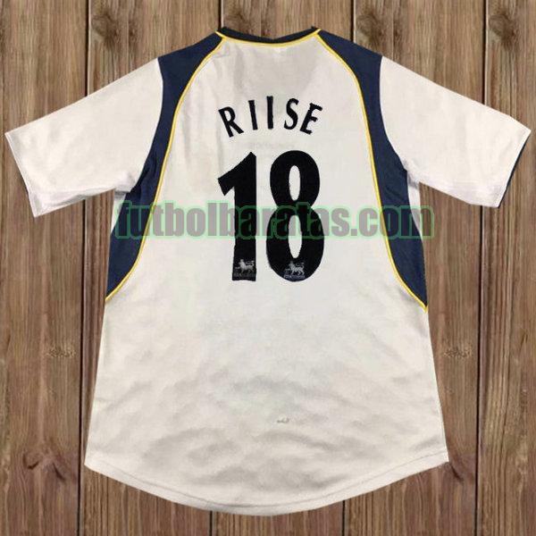 camiseta riise 18 liverpool 2001-2002 blanco segunda