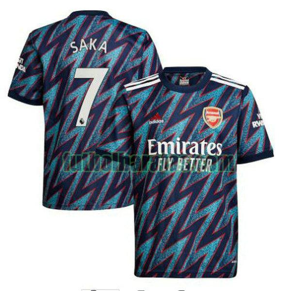 camiseta saka 7 arsenal 2021 2022 azul tercera