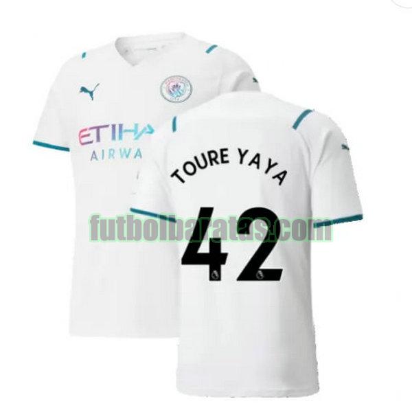 camiseta toure yaya 42 manchester city 2021 2022 blanco segunda