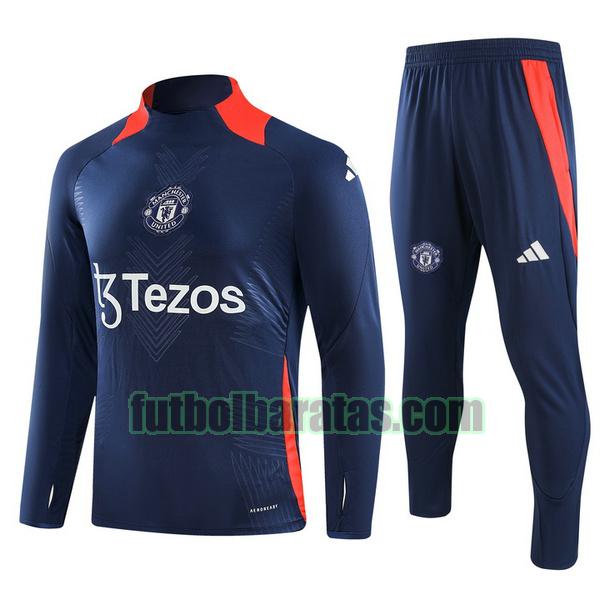 chandal manchester united 2024 2025 azul half zipper conjunto