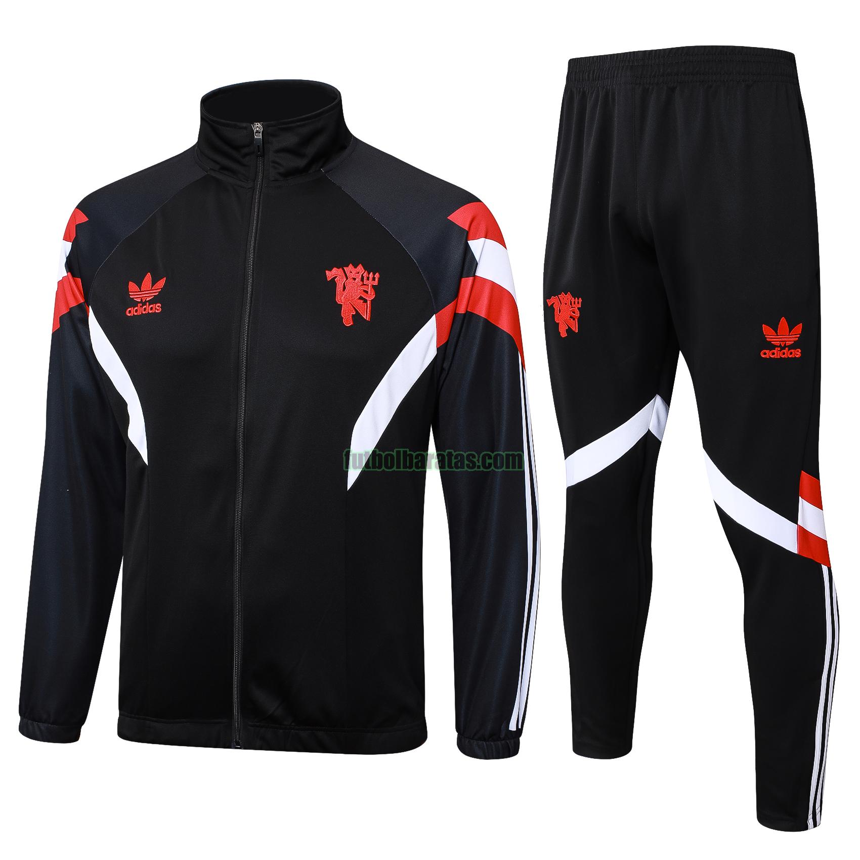 chandal manchester united 2024 2025 negro long zipper conjunto