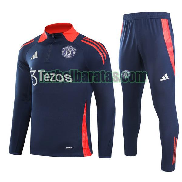 chandal manchester united 24 25 azul half zipper conjunto