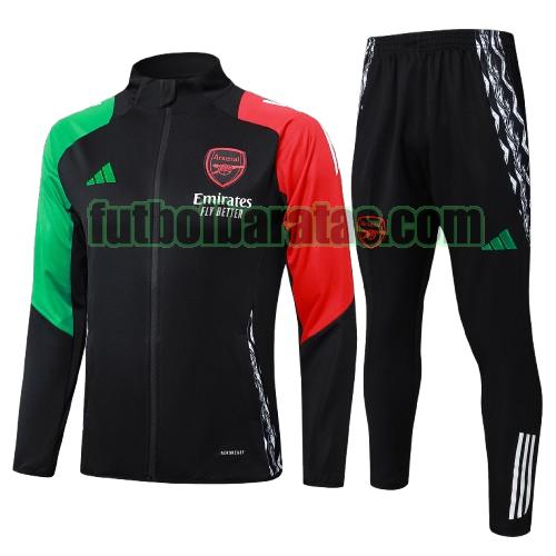 chandal niño arsenal 2024 2025 negro long zipper conjunto