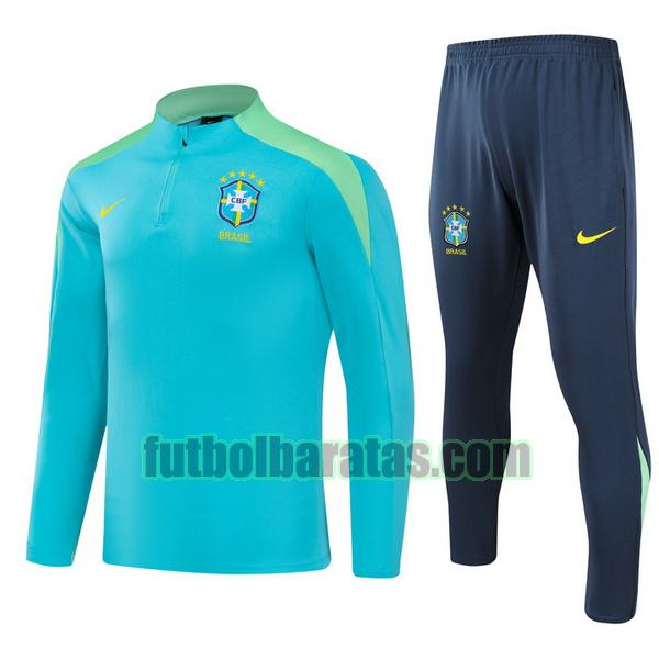 chandal niño brasil 2024 azul half zipper conjunto