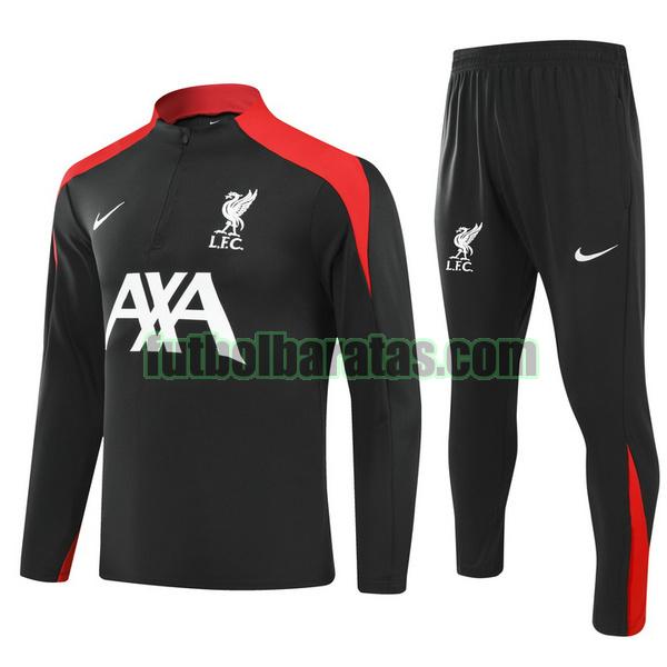 chandal niño liverpool 2024 2025 negro half zipper conjunto