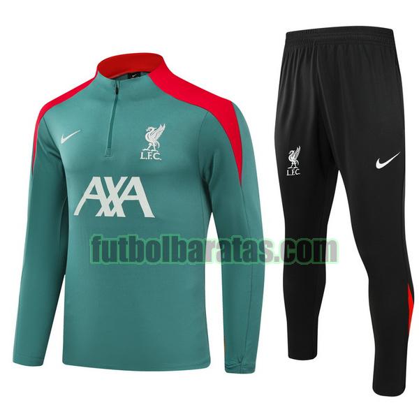 chandal niño liverpool 2024 2025 verde half zipper conjunto