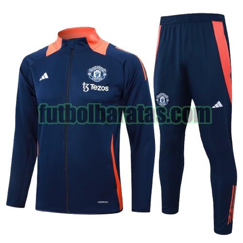 chandal niño manchester united 2024 2025 azul long zipper conjunto