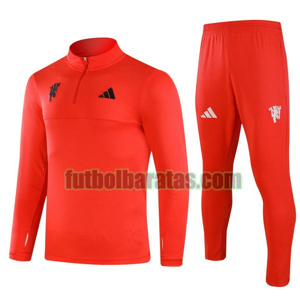 chandal niño manchester united 2024 2025 rojo half zipper conjunto