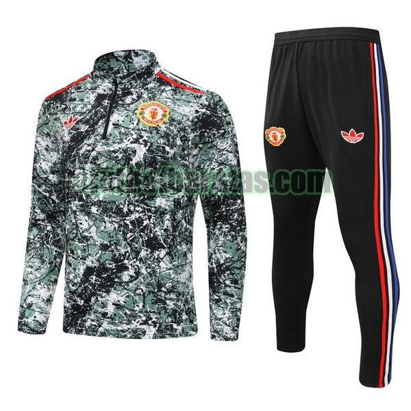 chandal niño manchester united 24 25 verde half zipper conjunto